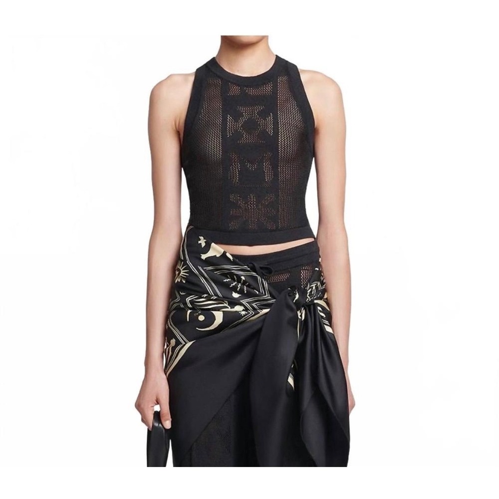 Nanushka Jeren Paper Crochet Tank Top black xs/small